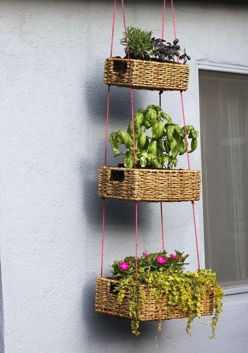 diy hanging baskets for herbs 3