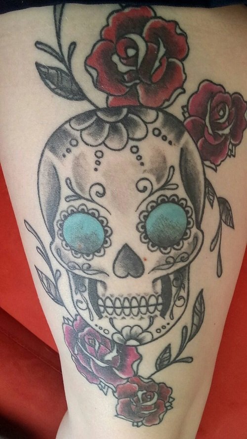 skull and rose tattoo ideas 7