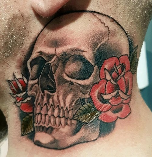 skull and rose tattoo ideas 3