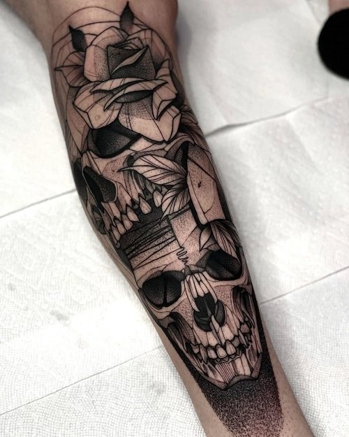 skull and rose tattoo ideas 