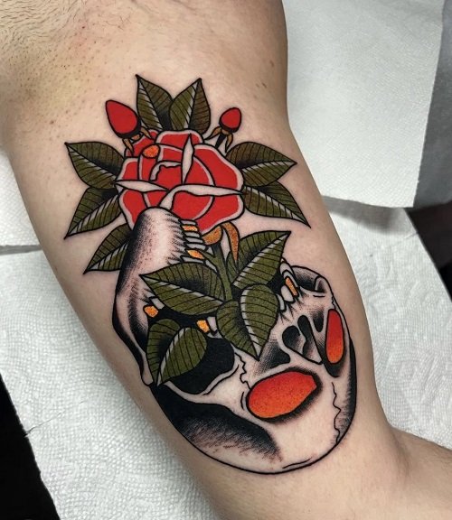 skull and rose tattoos 5