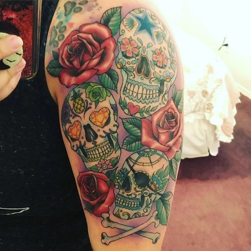 skull and rose tattoo ideas 18