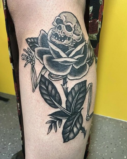 skull and rose tattoos 4