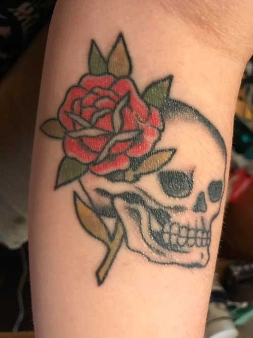 skull and rose tattoo ideas 5