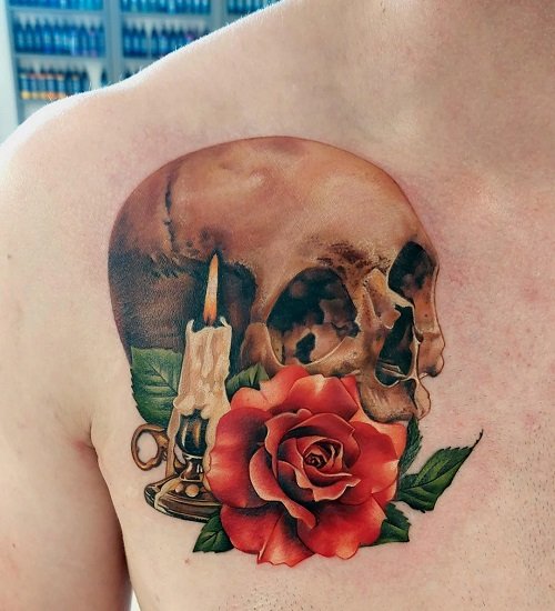 skull and rose tattoo ideas 10