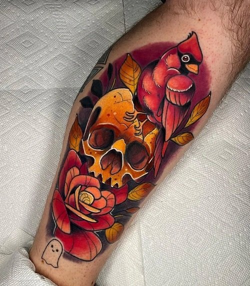 skull and rose tattoos 6