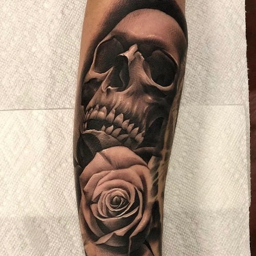 skull and rose tattoo ideas 14