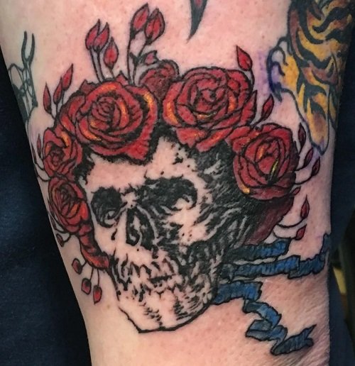 skull and rose tattoo ideas 20