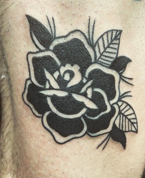 traditional black rose tattoo 
