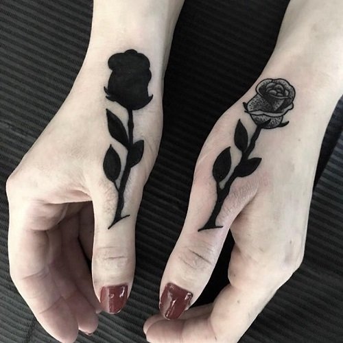 top black rose flower tattoo 1