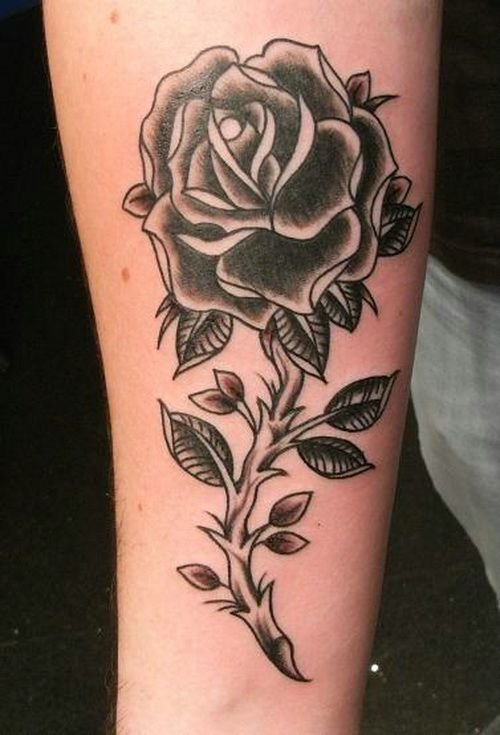 top black rose flower tattoo design idea