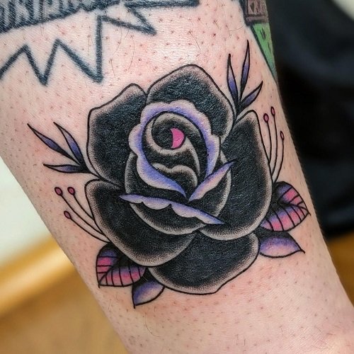 best black rose flower tattoo 