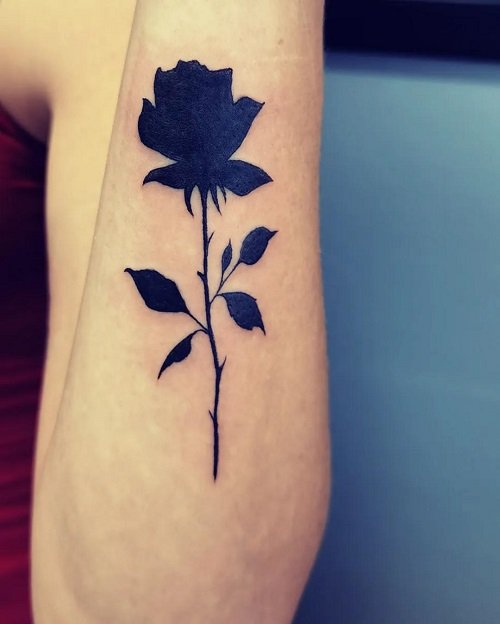 solid black rose tattoo design 1