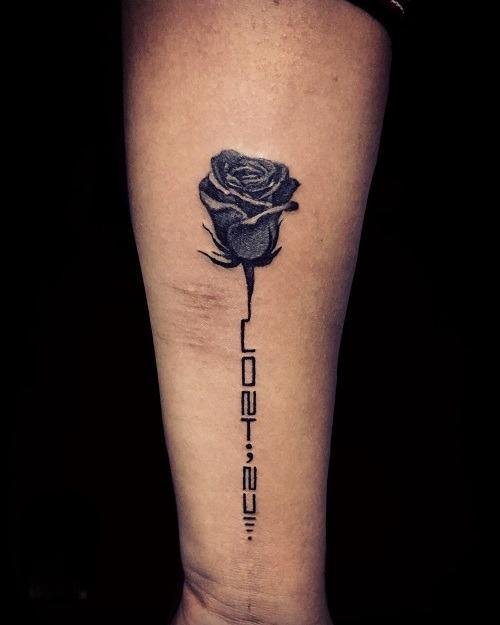 top black rose flower tattoo 2