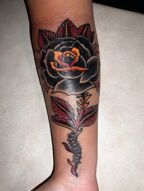 trending black rose tattoos 1