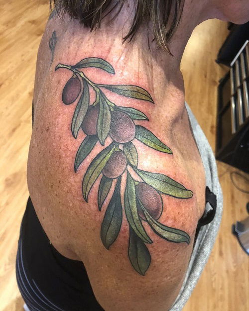 popular olive branch tattoo idea 3