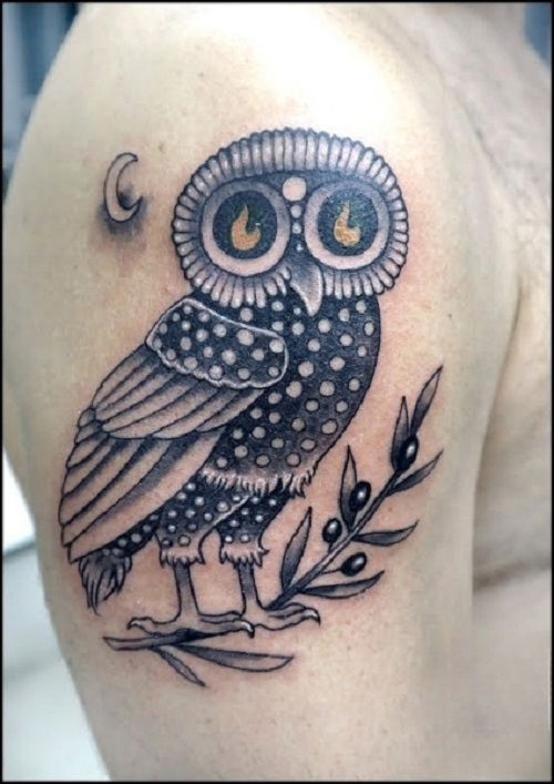 owl and olive branch tattoo