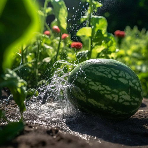 deep watering of watermelons