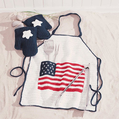 USA Flag Crochet Apron