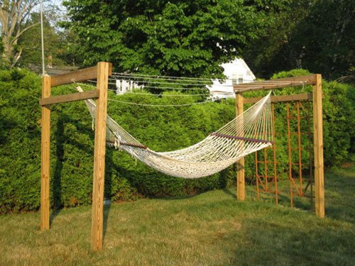 Wooden Clotheslike With a Hammock