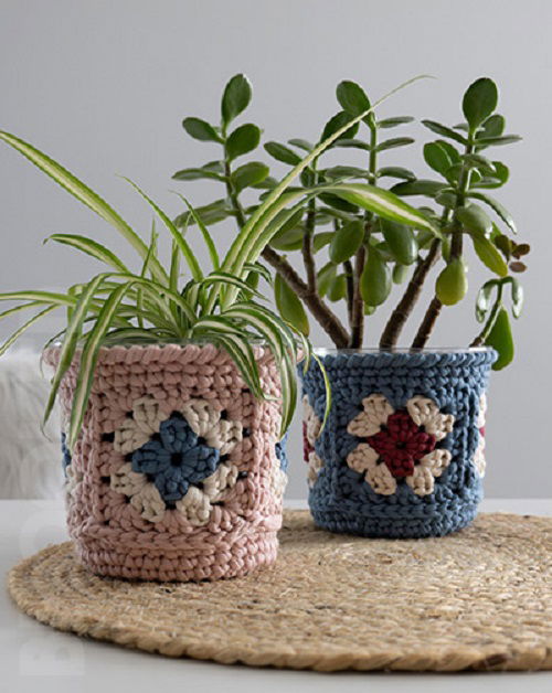 Granny Square Crochet Pot Cover