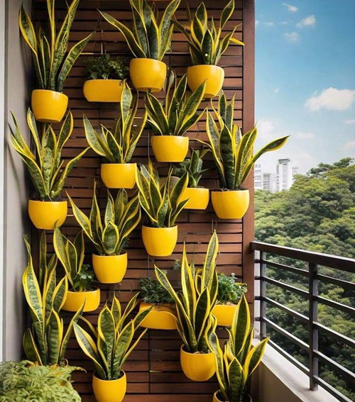 Vertical Wall Snake Plant Display